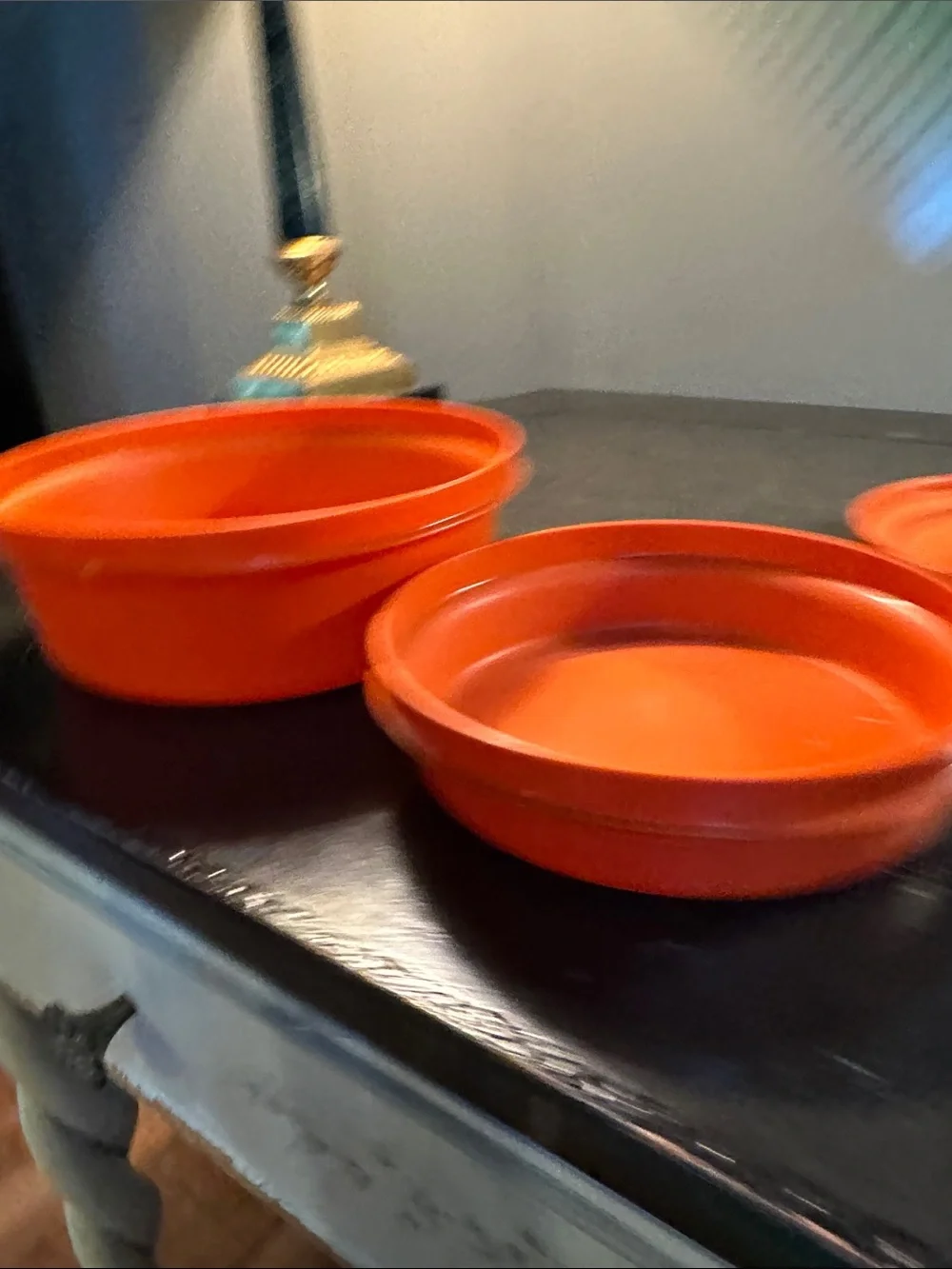 Bright Orange Round Tupperware Storage Containers - Set of 2